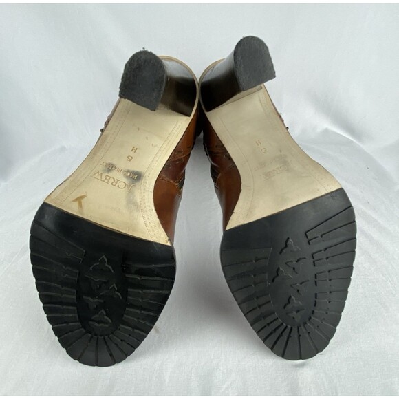 VTG J CREW Tall Boots Womens 5.5 Marbled Brown Leather Made in Italy High Heel - Picture 14 of 16